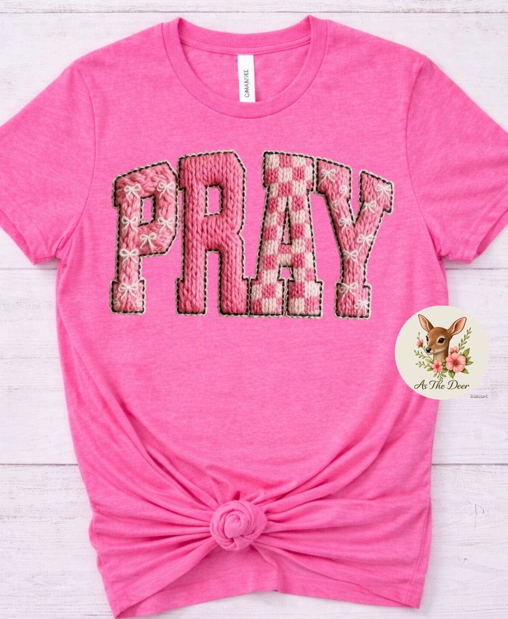Pray Pink Faux Yarn T-Shirt