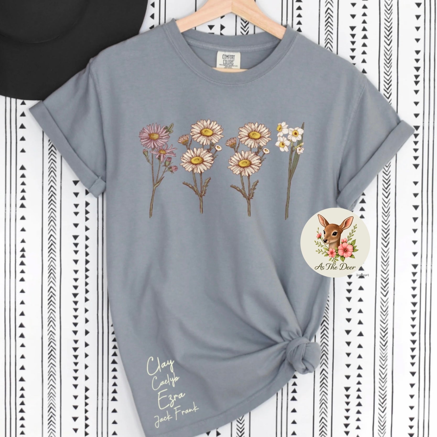 Birth Month Flowers Custom with Names T-Shirt