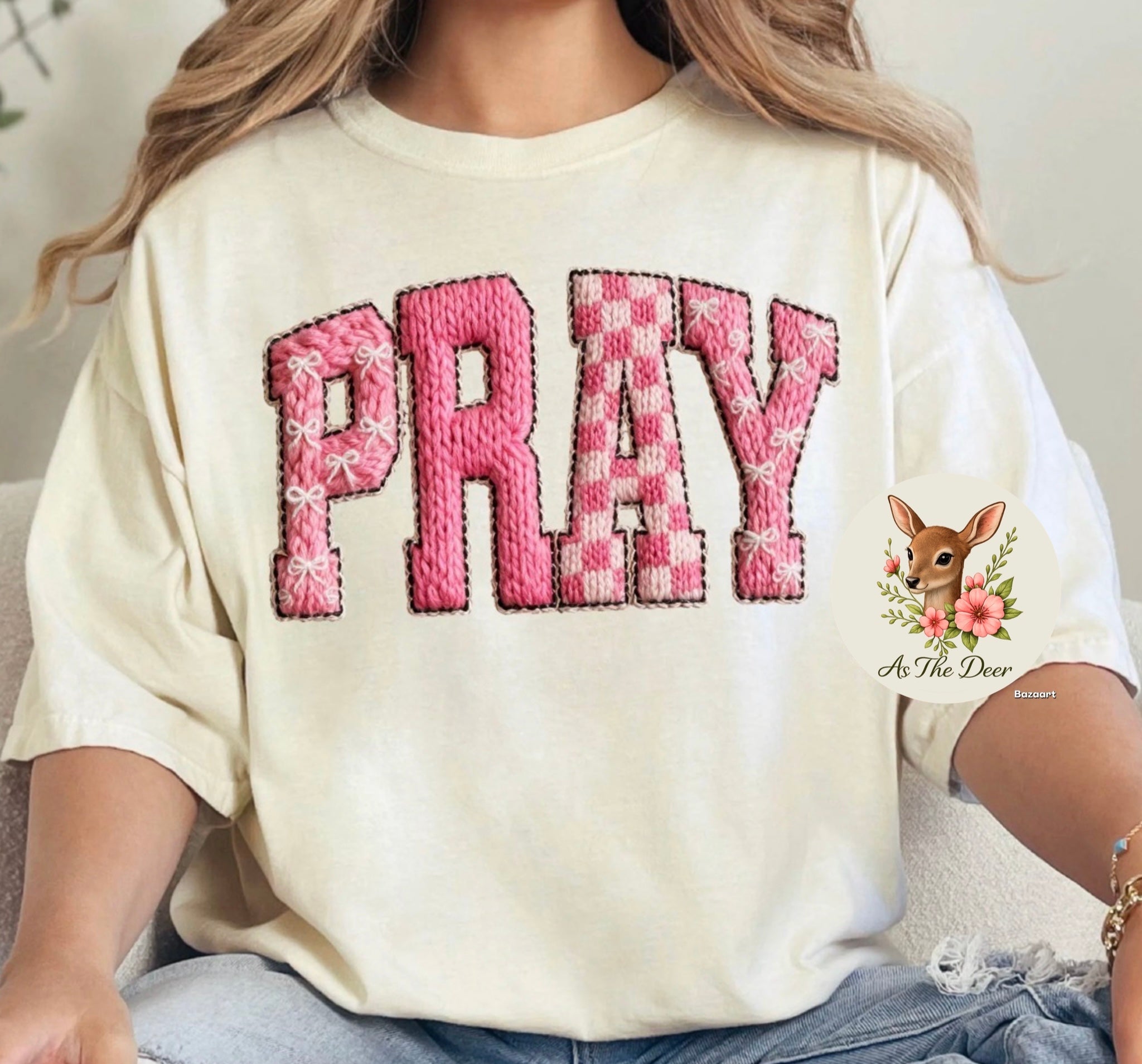 Pray Pink Faux Yarn T-Shirt