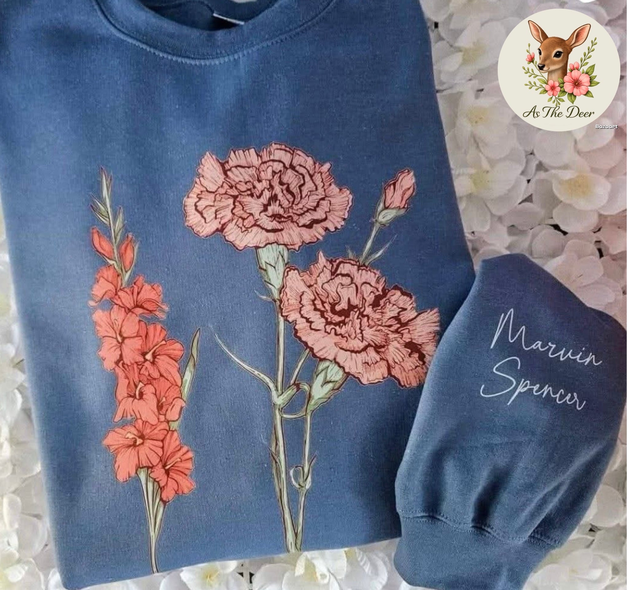 Birth Month Flowers Custom with Names Sweatshirt